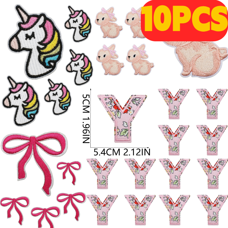 Embroidery Alphabet Designs - 10PCS Pink Letter Cartoon Embroidery Patches