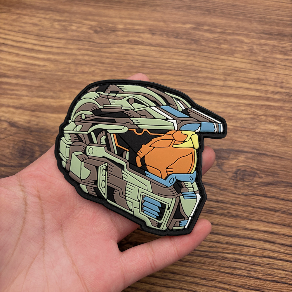 Embroidery Effect - A Helmet-Wearing Pattern Pvc Sticker Morale