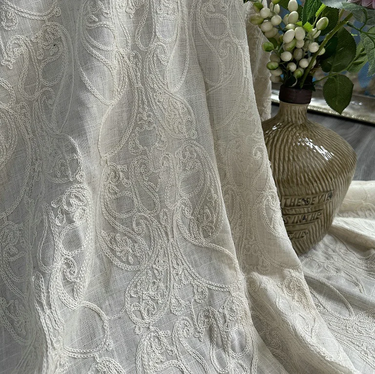 Pure linen base fabric with co - Embroidery Chain Stitch incelemesi ve fiyatı