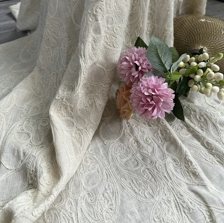 Pure linen base fabric with co - Embroidery Chain Stitch incelemesi ve fiyatı