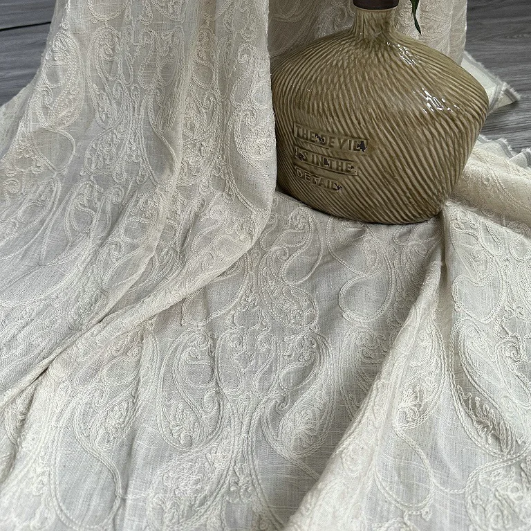 Pure linen base fabric with co - Embroidery Chain Stitch incelemesi ve fiyatı