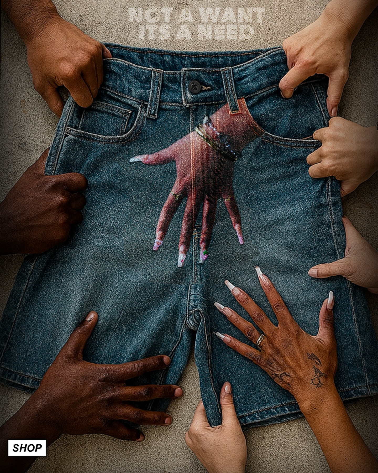 American Y2k Hands Print Short - Embroidery Meaning incelemesi ve fiyatı
