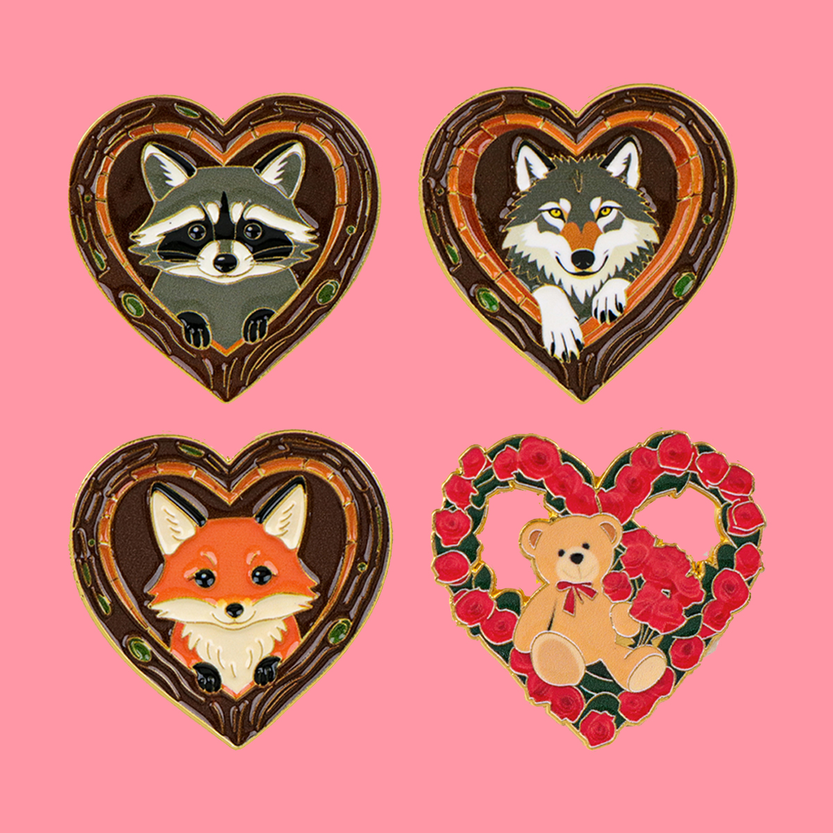 Fox Rose Bear Enamel Pins Anim - Embroidery Tulle incelemesi ve fiyatı