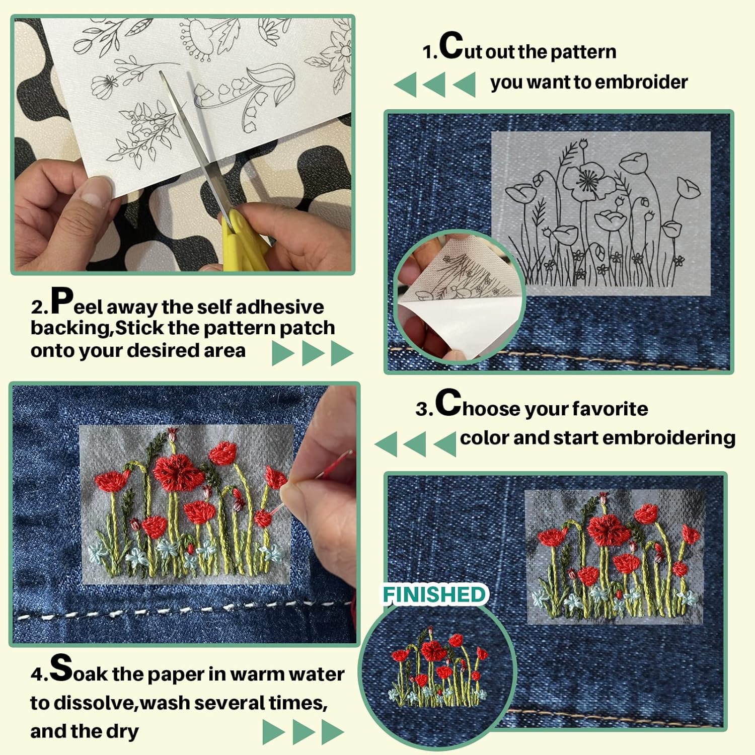 72Pcs Water Soluble Stabilizer - Embroidery Meaning incelemesi ve fiyatı