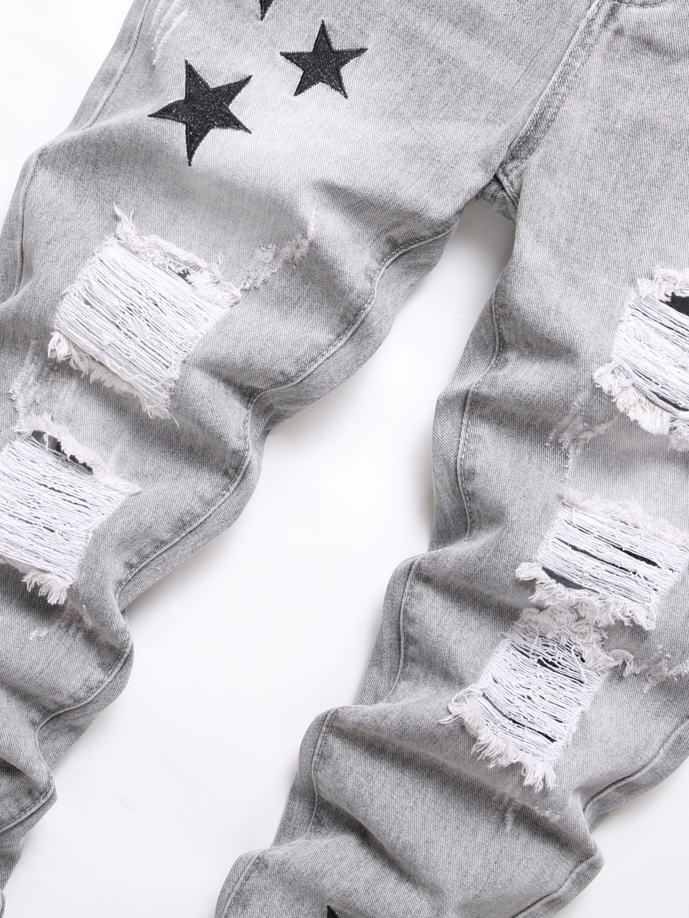 Y2K Men's Jeans - Trendy Gray  - Embroidery Effect incelemesi ve fiyatı
