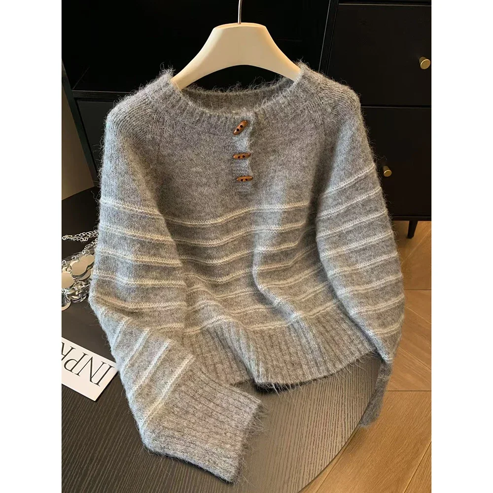 Autumn Winter Women's Striped  - Embroidery Knit incelemesi ve fiyatı