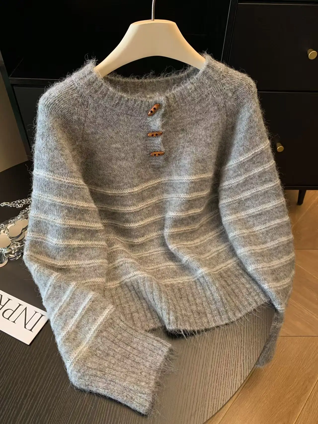 Autumn Winter Women's Striped  - Embroidery Knit incelemesi ve fiyatı