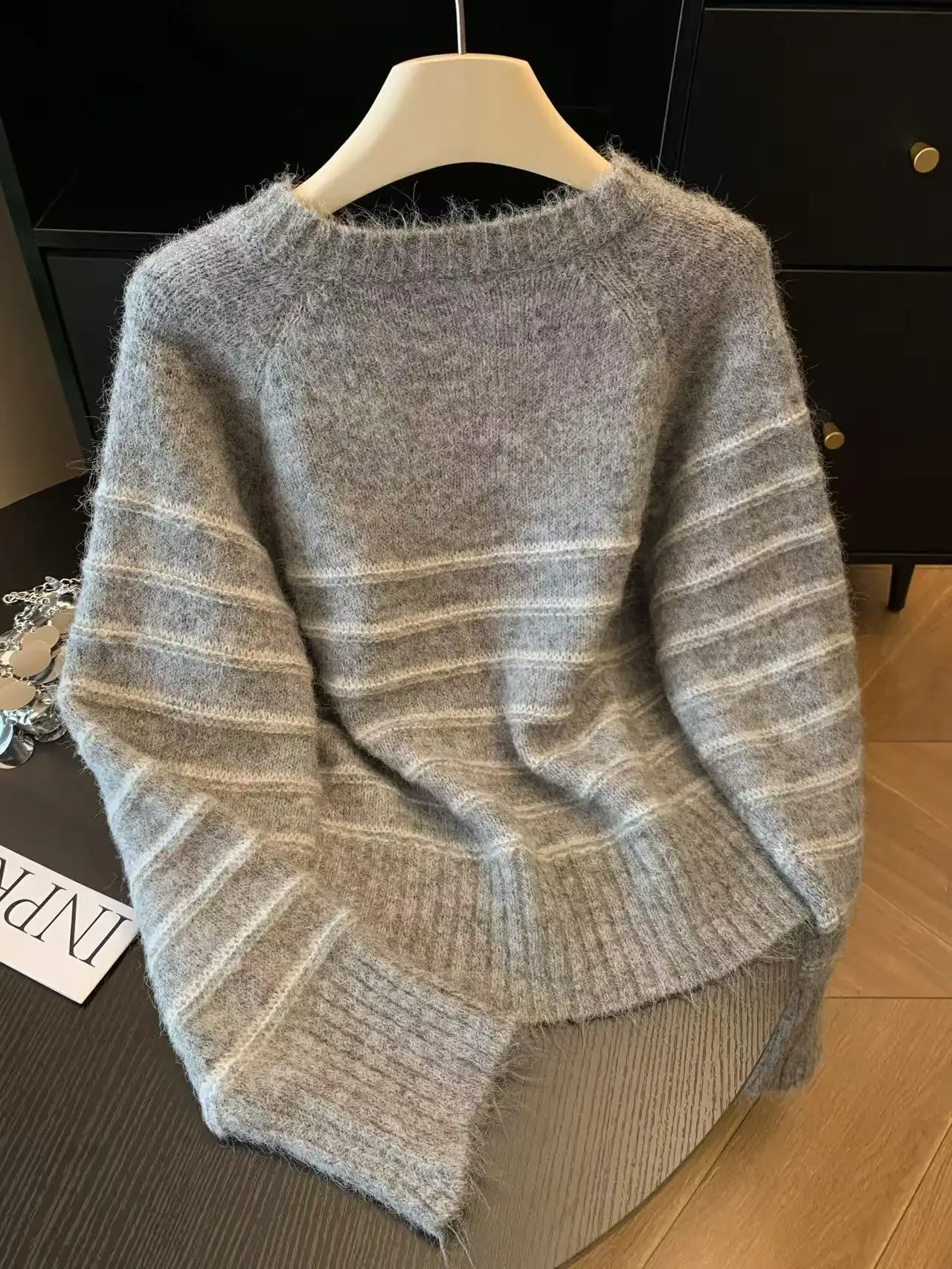 Autumn Winter Women's Striped  - Embroidery Knit incelemesi ve fiyatı