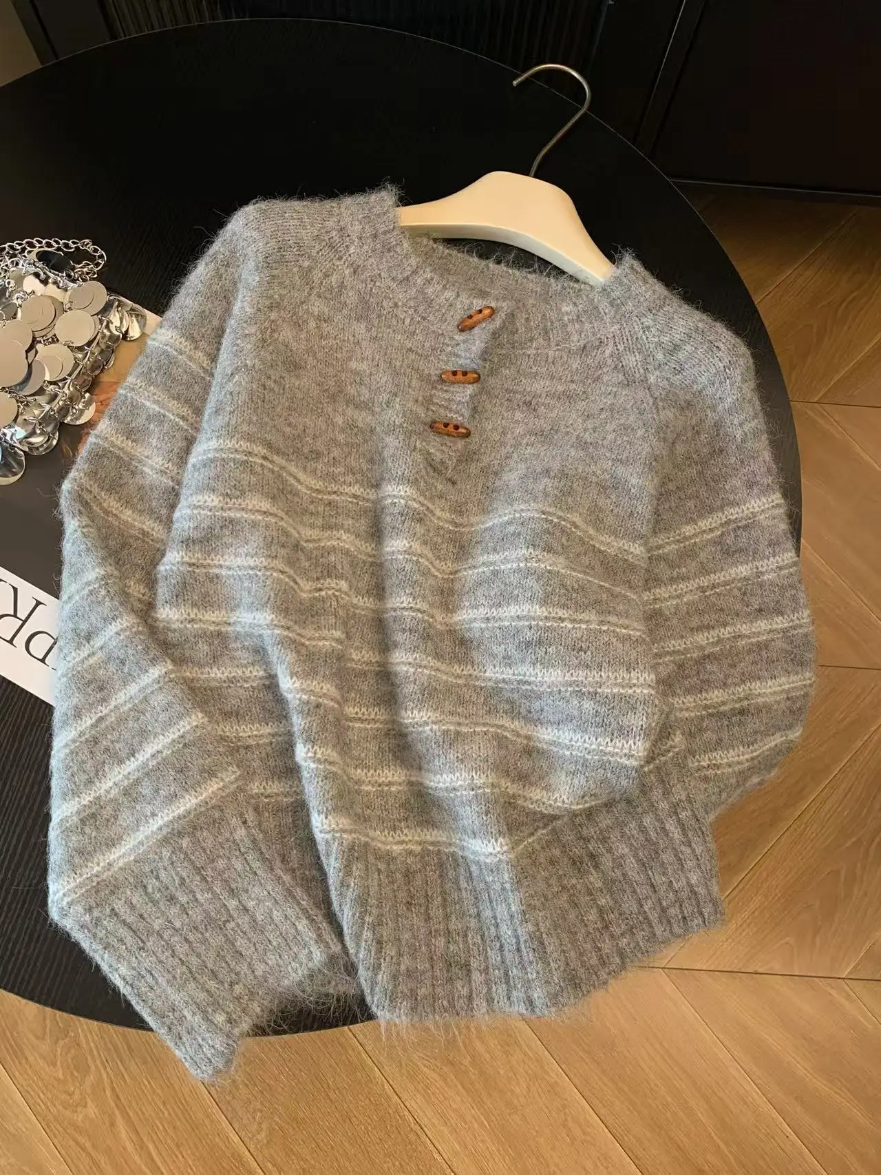Autumn Winter Women's Striped  - Embroidery Knit incelemesi ve fiyatı