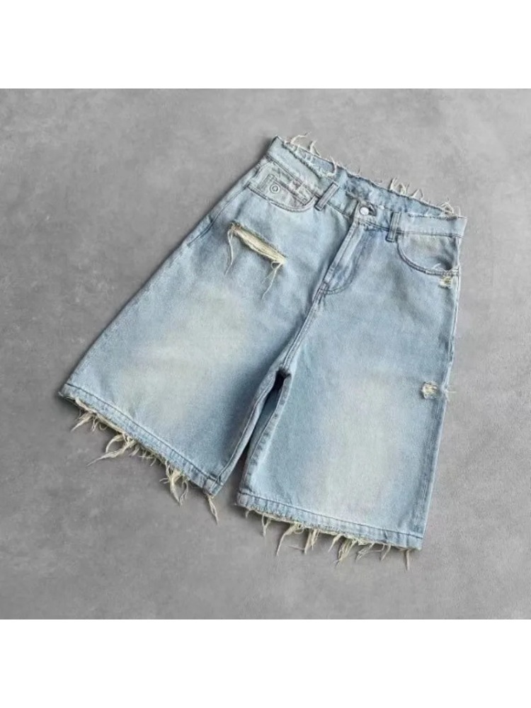 2026 Washed Ripped Short Jeans - Embroidery Effect incelemesi ve fiyatı