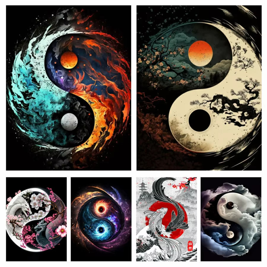 1PC frameless Yin Yang Tree 5D - Embroidery Pattern incelemesi ve fiyatı