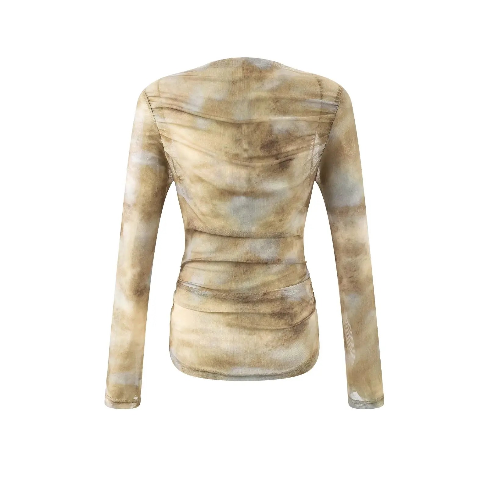 2025 Sexy Tie-Dye Print Ruched - Embroidery Tshirt incelemesi ve fiyatı