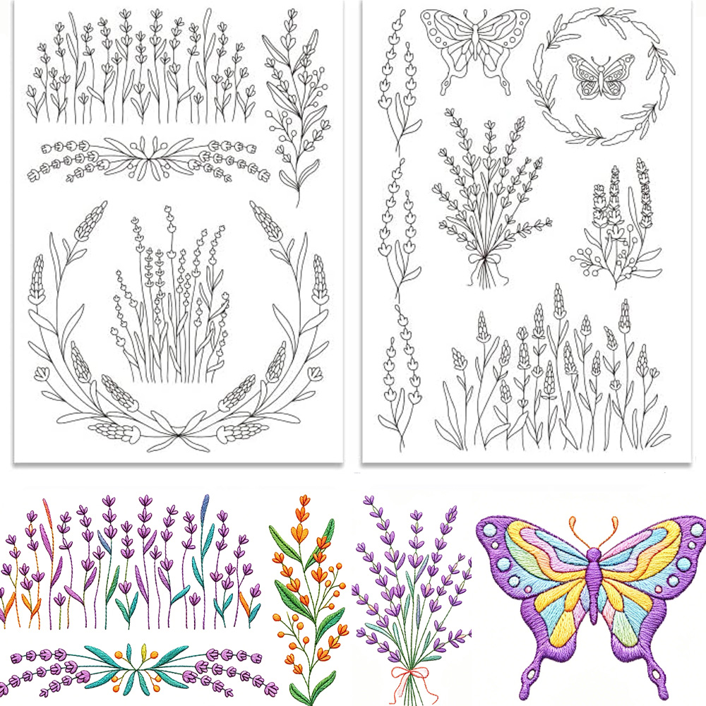 Lavender Flower Butterfly Wate - Embroidery Meaning incelemesi ve fiyatı