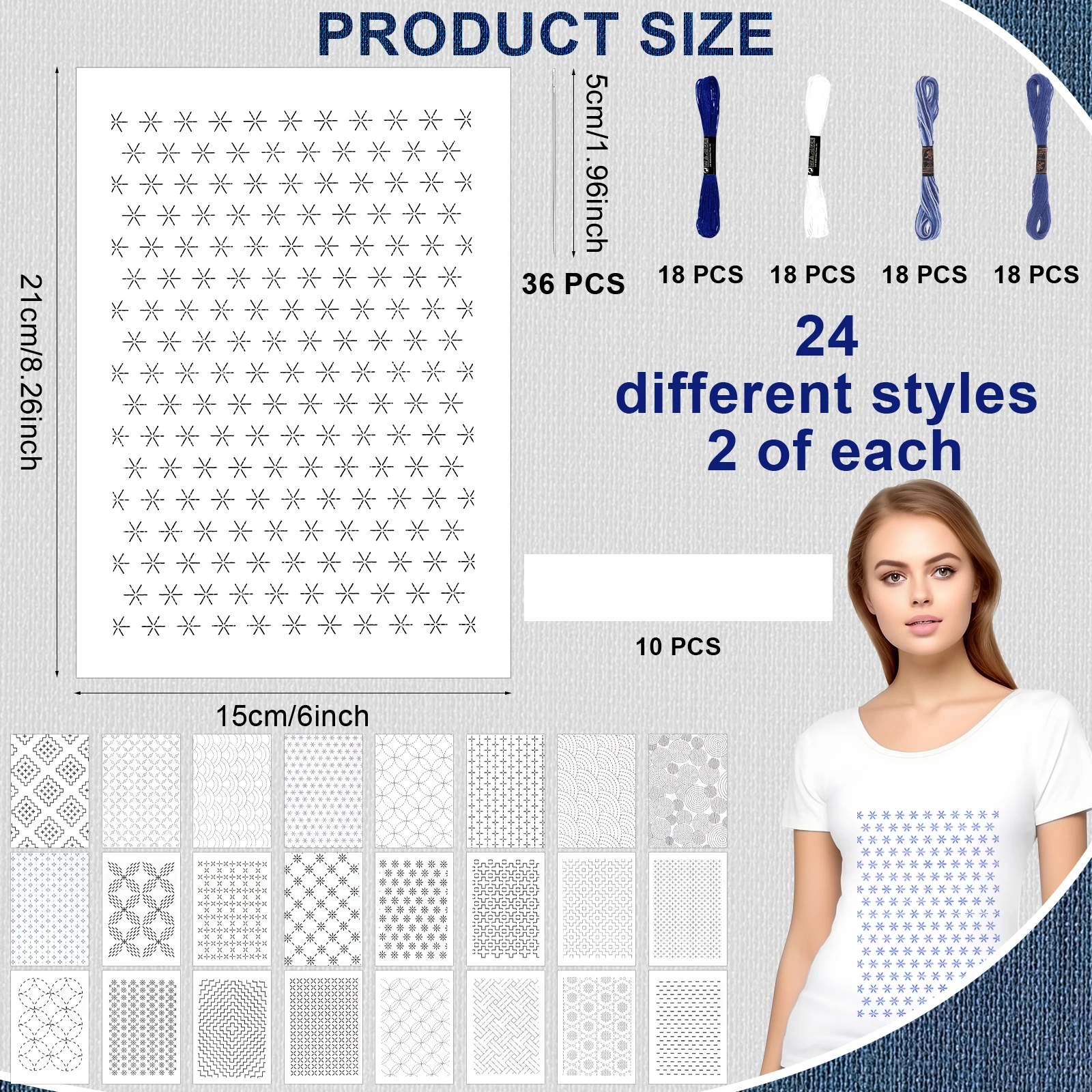 154pcs Sashiko Embroidery Patt - Embroidery Paper incelemesi ve fiyatı